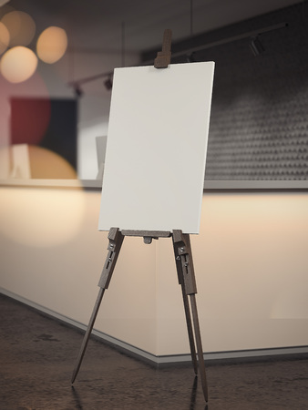 White easel stands in reception waiting area, 3d renderingの写真素材