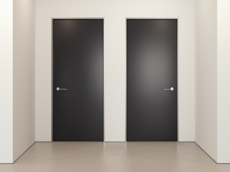 Modern bright room with and black doors, 3d renderingの写真素材