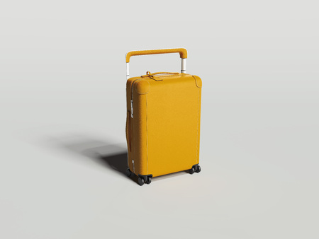 Travel yellow suitcase on white background. 3d renderingの写真素材