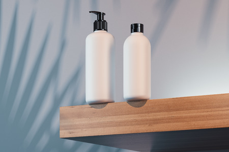 Cosmetic Bottle Set for cream, lotion. Blank plastic containers. 3d rendering.の写真素材