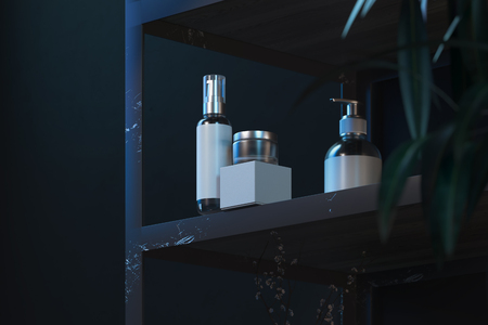 Cosmetic Set for cream, gel, lotion. Beauty product package. 3d rendering.の写真素材