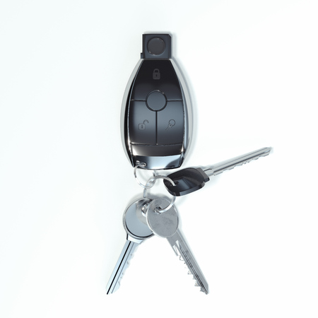 Car keys close up isolated on white background. 3d rendering.の写真素材