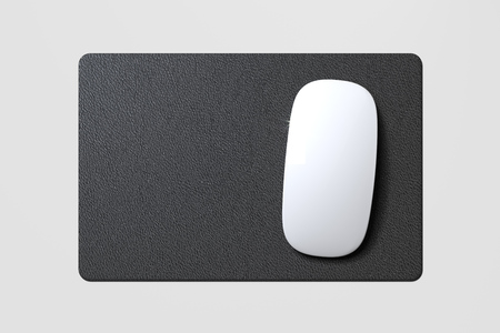 Computer mouse and mouse pad isolated on white background. 3d rendering.の写真素材