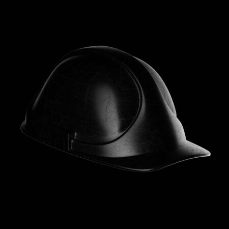 Black Realistic Construction Helmet On Black Background. 3d Rendering.の写真素材