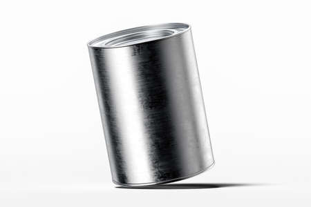 Realistic Metallic Can Isolated On White Background. Mock up. 3d renderingの写真素材