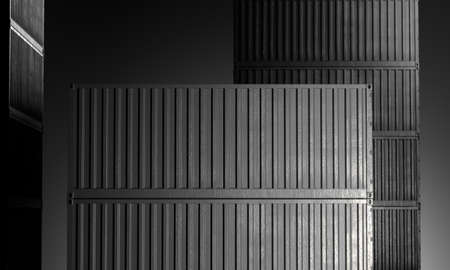 Dark Gray Containers Cargo Ship. 3d rendering.