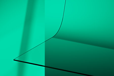 Minimal mockup background for product presentation. Transparent glass podium on green background. High quality 3d illustrationの写真素材