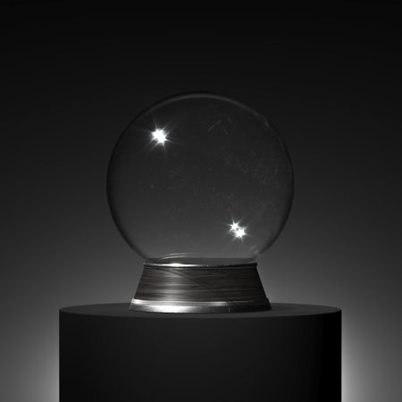 Minimal mockup for product presentation. Magic sphere on dark podium. High quality 3d illustrationの写真素材
