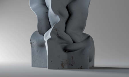 Dark concrete column bending. Hard object becomes soft. The concept of changes. High quality 3d...