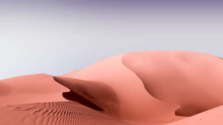 Orange dunes and dark blue sky. Desert dunes landscape with contrast skies. Minimal abstract background. 3d renderingの写真素材