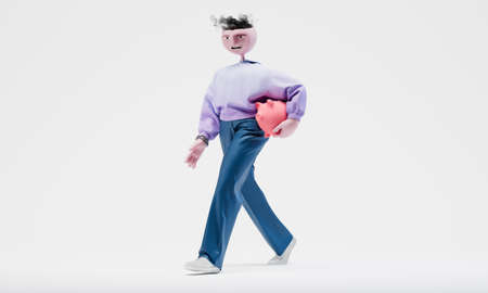 Awesome Travor walks with a piggy bank under his arm. Highly detailed fashionable stylish abstract...