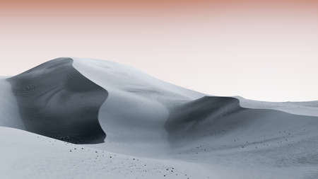 Gray dunes and bright pink sky. Desert dunes landscape with contrast skies. Minimal abstract...