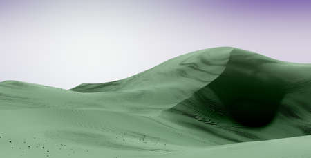 Green dunes and purple sky. Desert dunes landscape with contrast skies. Minimal abstract background. 3d renderingの写真素材