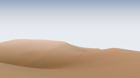 Pale dune and blue sky. Desert dunes landscape with contrast skies. Minimal abstract background. 3d renderingの写真素材