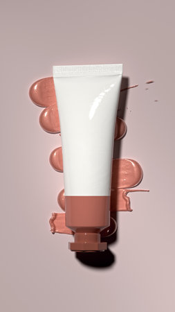 Cream or blush tube on the background with smears. high quality 3d illustrationの写真素材
