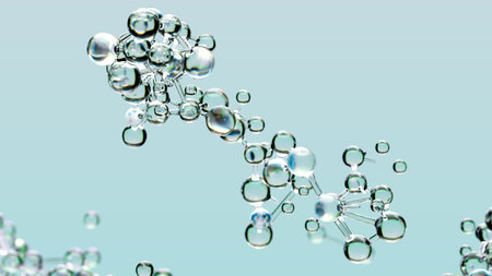 Cosmetic bubble molecules structure. Abstract cosmetic laboratory. High quality 3d renderingの写真素材