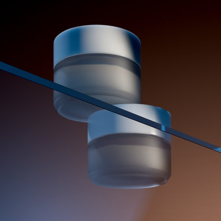 Two rough jars with white cream on the transparent glass. beauty and spa concept. High quality 3d renderingの写真素材