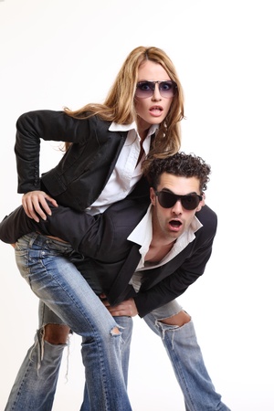 surprised coupleの写真素材