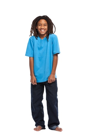 young african boy standing in studioの写真素材