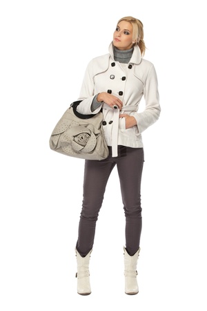 young blonde woman isolated on whiteの写真素材