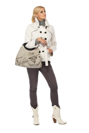 blonde woman isolated on whiteの写真素材