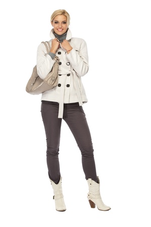 blonde woman isolated on whiteの写真素材