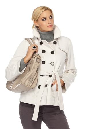 blonde woman isolated on whiteの写真素材