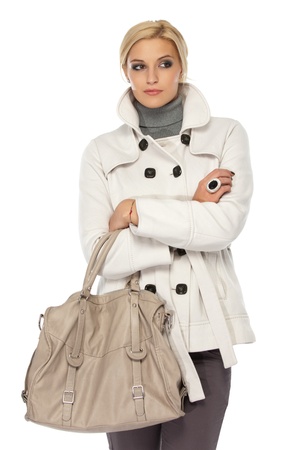 blonde woman isolated on whiteの写真素材