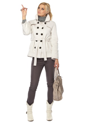 sexy blonde woman isolated on whiteの写真素材