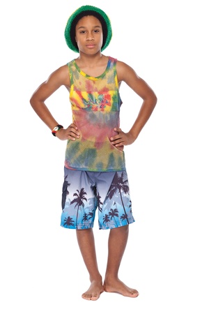 young rasta man isolated on whiteの写真素材