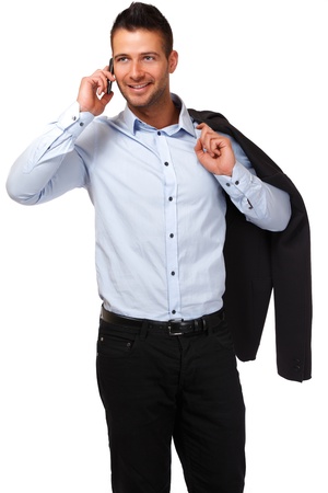 young adult man with phoneの写真素材