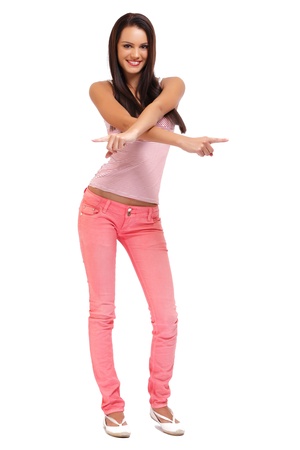 nice brunette girl posing in studioの写真素材