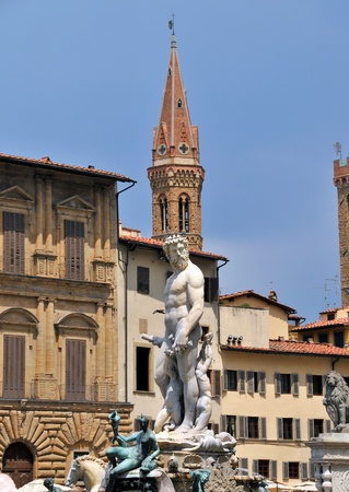 Florence. Italy. A fountain "Neptune"の写真素材