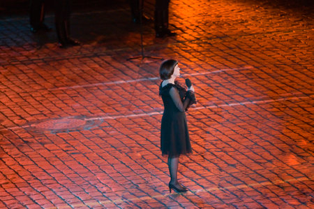 Russia, Moscow, Red Square, September 4, 2010., mezhdunrodny military music festival Spassky Tower Mireille Mathieuのeditorial素材