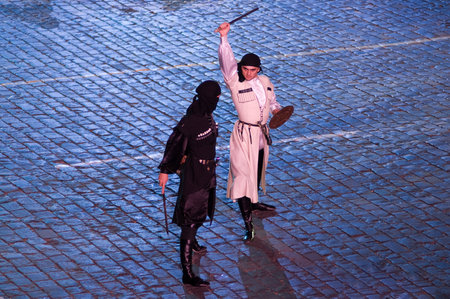 Russia, Moscow, Red Square, September 4, 2010., mezhdunrodny military music festival Spassky Tower...