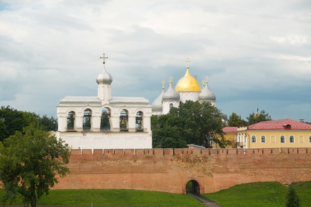 Monument of the 15th-17th centuries and a St. Sophia Cathedral in the Kremlin, Velikiy Novgorod,Russiaの写真素材