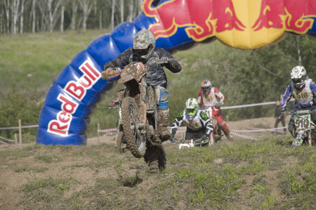 RUSSIA, MOSCOW-SEPTEMBER 8: difficult part of the race Stage III Cup XSR-MOTO.RU Cross Country in Moscow, Sheremetyevo, route "Burtseva" ; on September 8, 2012のeditorial素材