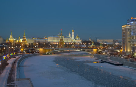 Moscow, Kremlin, winter eveningのeditorial素材