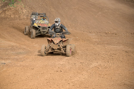 MOSCOW-OCTOBER 10: Unidentified riders at the track, class ATV, UTV, 4x4, in the 5 stage of the...