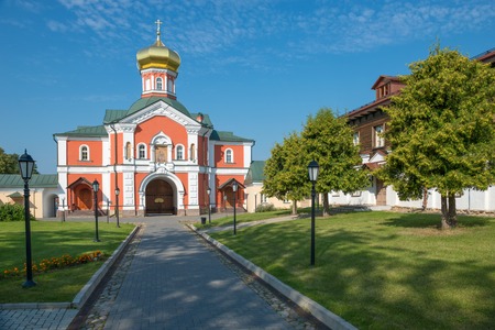 The Valdai Iver Svyatoozersky Virgin Monastery. Gate Church of St Philip, Metropolitan of Moscow and All Russia in 1879の写真素材