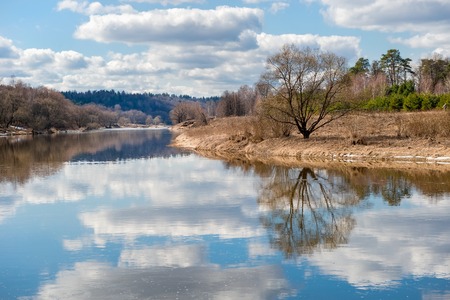 Moskva-river in the early spring on a sunny morning