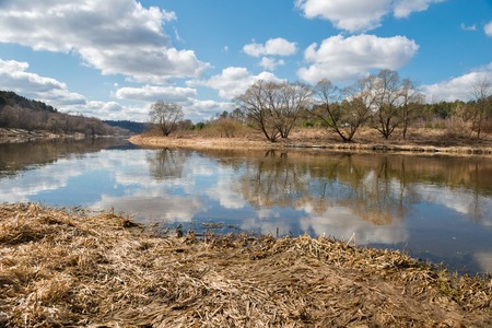 Moskva-river in the early spring on a sunny morningの写真素材
