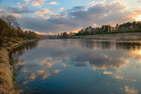 Spring evening on Moscow River