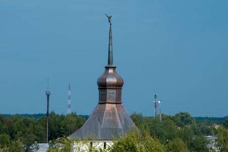 The spire of the Kazan tower . Cyril-Belozersky monastery. Vologda region, Kirillov, Russiaのeditorial素材