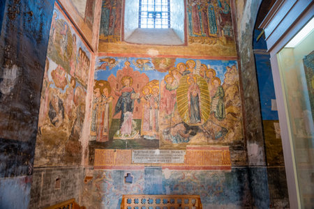 KIRILLOV, VOLOGDA REGION, RUSSIA -  AUGUST 20, 2016: Cyril-Belozersky Monastery. Frescoes on the...