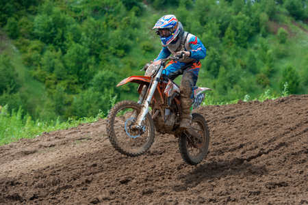 MOSCOW, RUSSIA - JULY 1, 2017: 861 Dobrynin Andrey (Moscow, Club "Motocross Rysev")  class OPEN-ABCD, in the Velyaminovo Race Weekend 2017, Motopark Velyaminovo, Istrinsky districtのeditorial素材