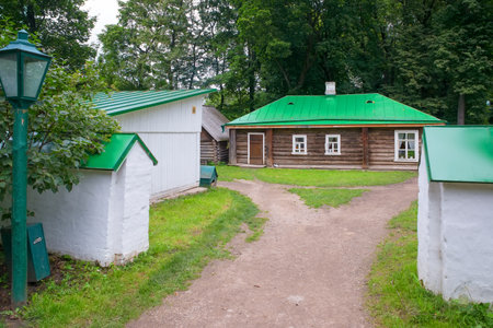 White kitchen in the estate of Count Leo Tolstoy in Yasnaya Polyana in September 2017.のeditorial素材