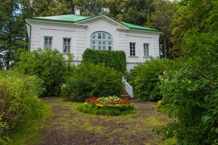 Outbuilding of Kuzminsky. From 1859 to 1862 the school of Leo Tolstoy for peasant children. In the estate of Count Leo Tolstoy in Yasnaya Polyana in September 2017.のeditorial素材