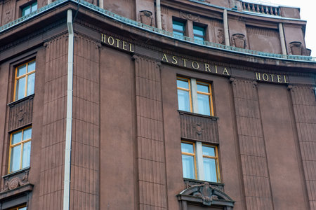 RUSSIA, SAINT PETERSBURG - AUGUST 18, 2017: The hotel Astoria in St. Petersburg. Astoria, the most luxurious hotel in St. Petersburg. Russiaのeditorial素材