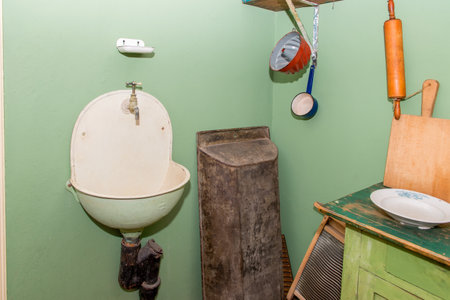 RUSSIA, SAINT PETERSBURG - AUGUST 18, 2017: Fragment of the kitchen in Anna Akhmatova's memorial apartment in the Fountain House. Liteiny prospect, 53Bのeditorial素材